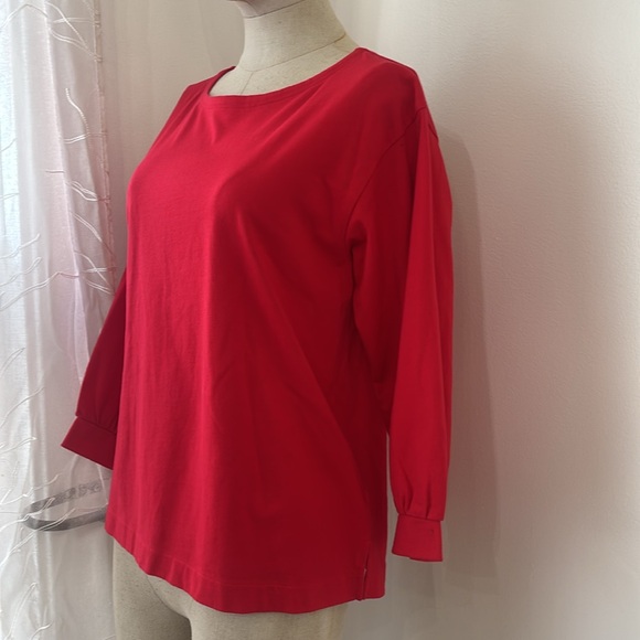 Red J.Crew blouse with a tie-back and poet sleeves - Picture 4 of 6